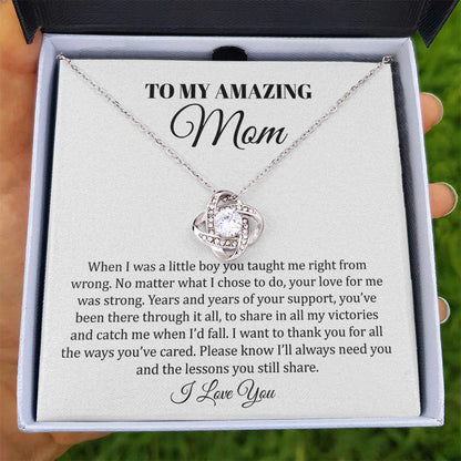 To My Amazing Mother No Matter What Love Knot, Mom Necklace, Mom Birthday Gift, Mother&#8217;s Day Gifts