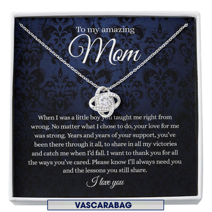 To My Amazing Mother No Matter What Love Knot, Mom Necklace, Mom Birthday Gift