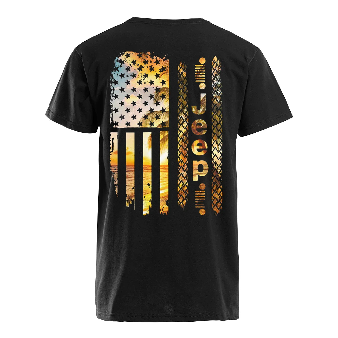 Jeep T-shirts Unisex US Flag Beach Black