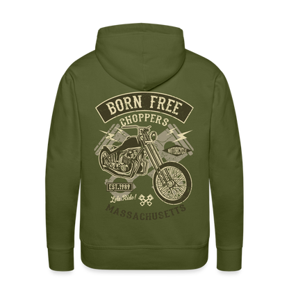 Born Free Choppers Motorcycle Men’s Premium Hoodie - olive green