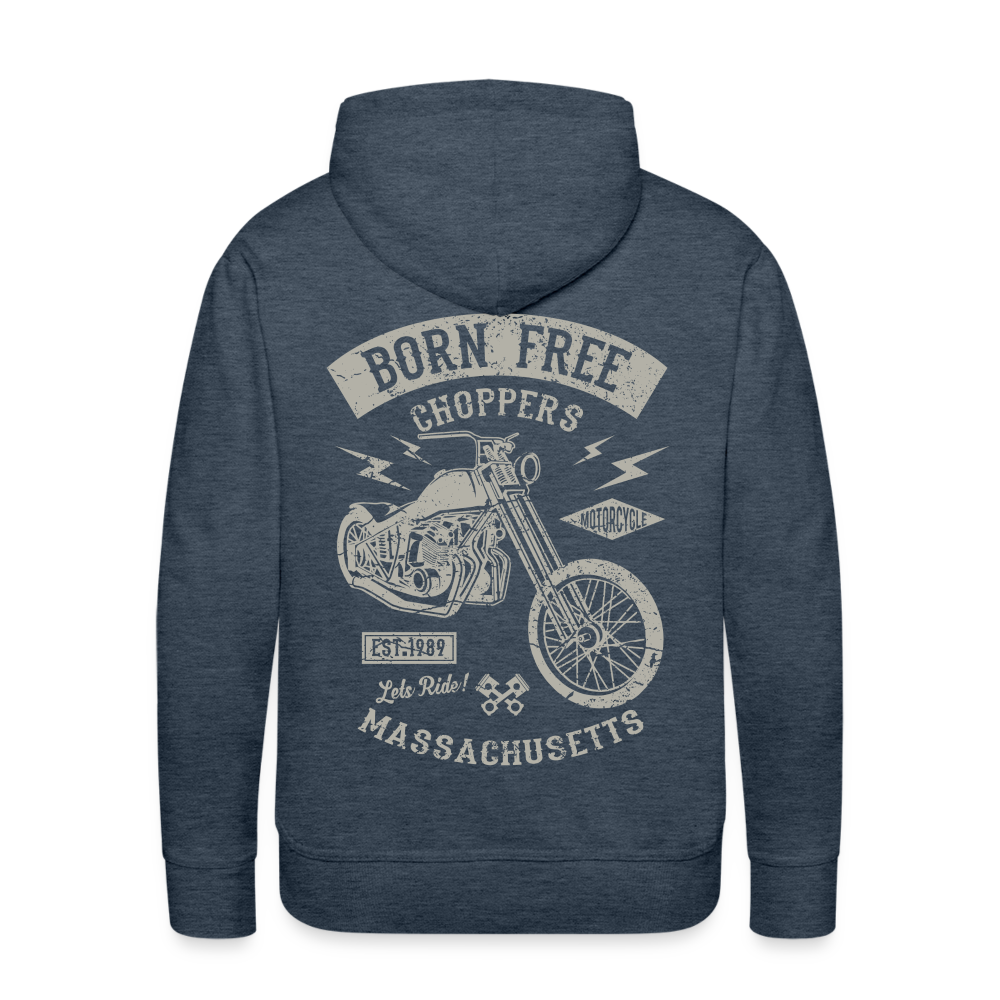 choppers Born Free Motorcycle Men’s Premium Hoodie - heather denim