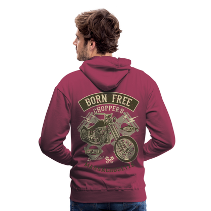 Born Free Choppers Motorcycle Men’s Premium Hoodie - bordeaux