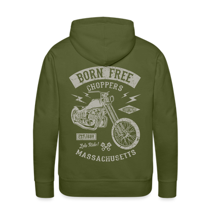 choppers Born Free Motorcycle Men’s Premium Hoodie - olive green