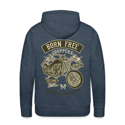 Born Free Choppers Motorcycle Men’s Premium Hoodie - heather denim