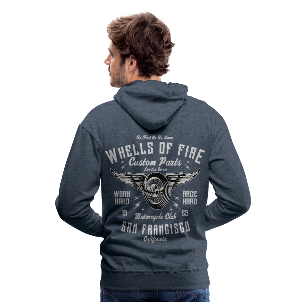 Wheels of fire Motorcycle Club Men’s Premium Hoodie - heather denim