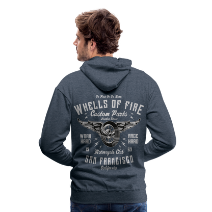 Wheels of fire Motorcycle Club Men’s Premium Hoodie - heather denim