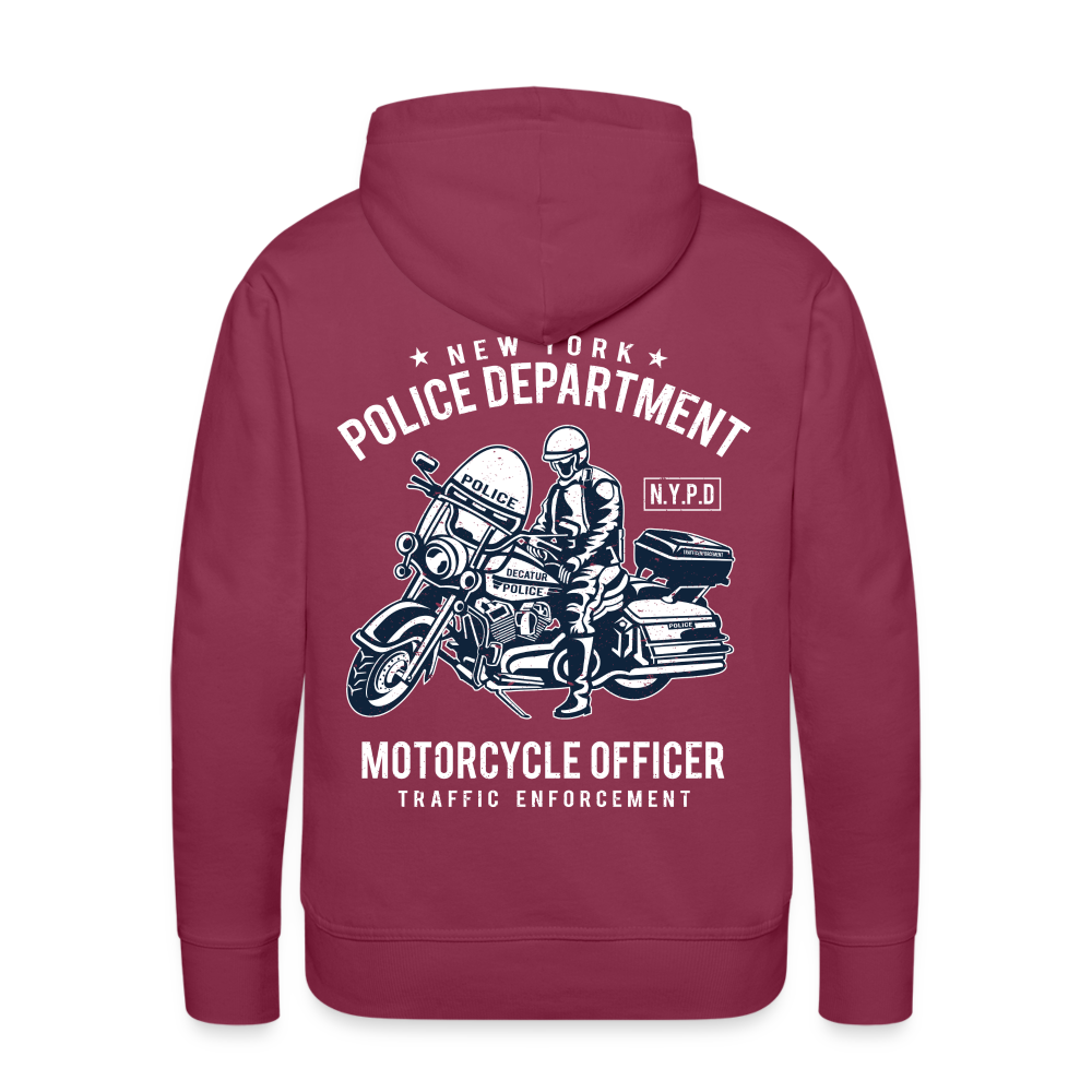 New York Police Department Motorcycle Officer Men’s Premium Hoodie - bordeaux