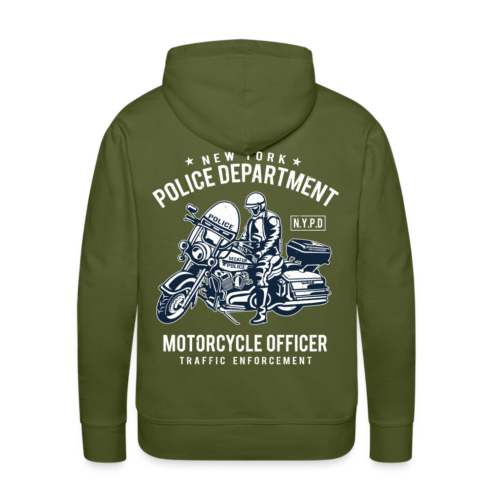 New York Police Department Motorcycle Officer Men’s Premium Hoodie - olive green