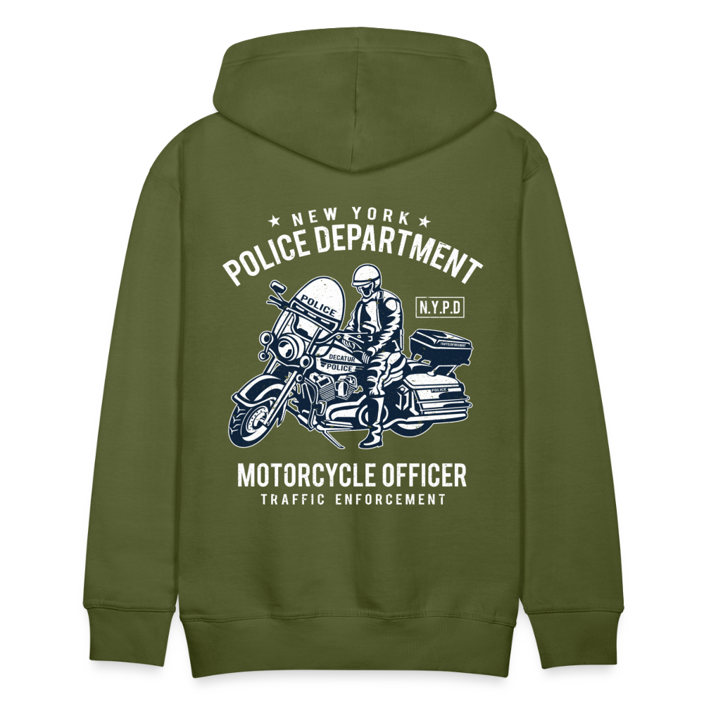 New York Police Department Motorcycle Officer Men’s Premium Hoodie - olive green