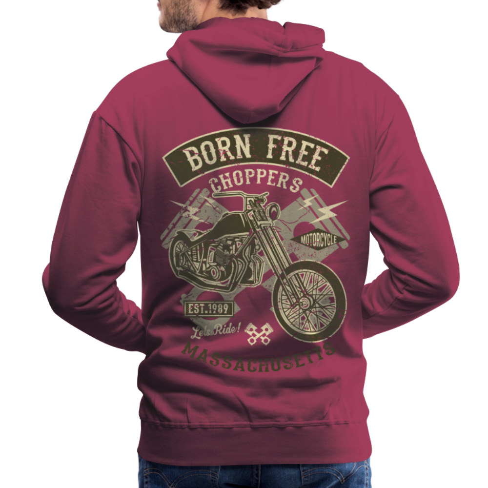 Born Free Choppers Motorcycle Men’s Premium Hoodie - bordeaux