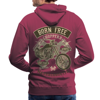 Born Free Choppers Motorcycle Men’s Premium Hoodie - bordeaux