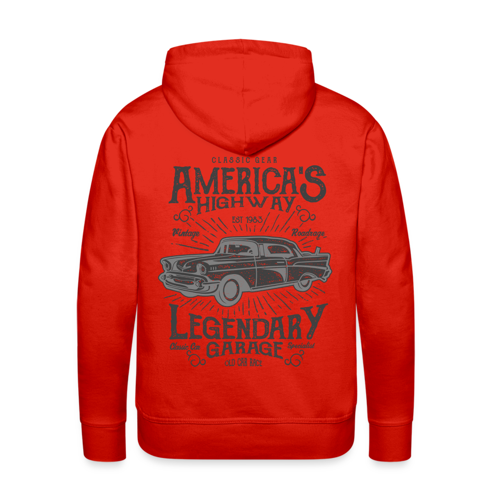 vintage car design America Highway Men’s Premium Hoodie - red