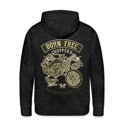 Born Free Choppers Motorcycle Men’s Premium Hoodie - charcoal grey