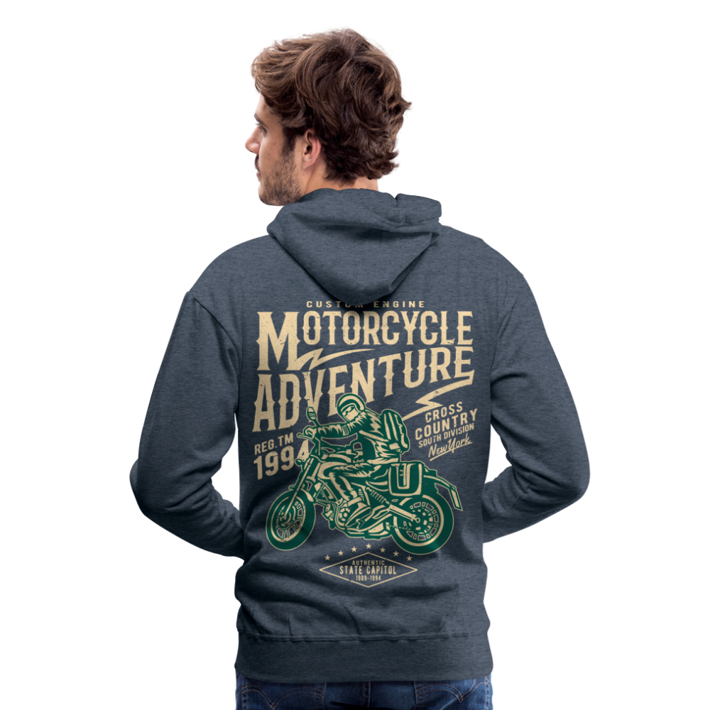 Motorcycle Adventure Men’s Premium Hoodie - heather denim