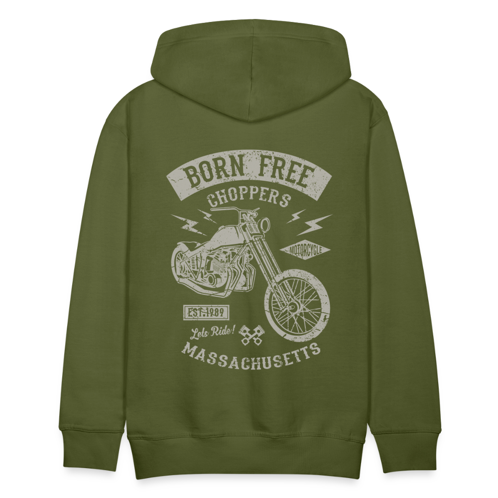 choppers Born Free Motorcycle Men’s Premium Hoodie - olive green