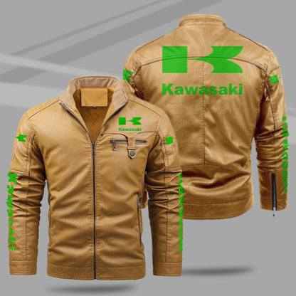 Kwasaki Jacket Kwasaki Fleece Leather Jacket V02