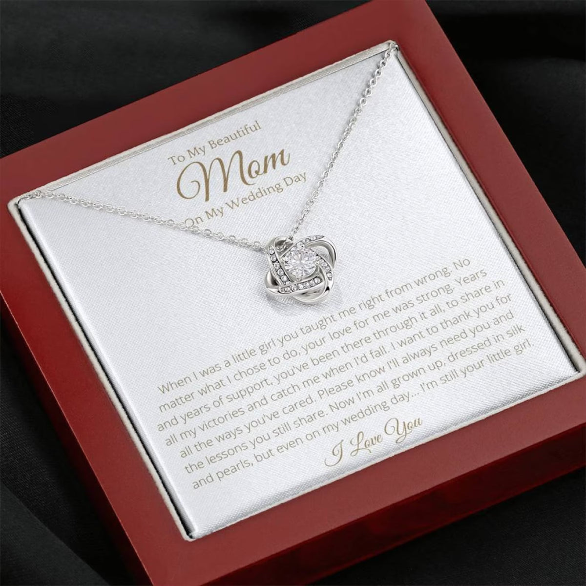 To My Beautiful Mom on My Wedding Day Love Knot, Mother of the Bride Gift