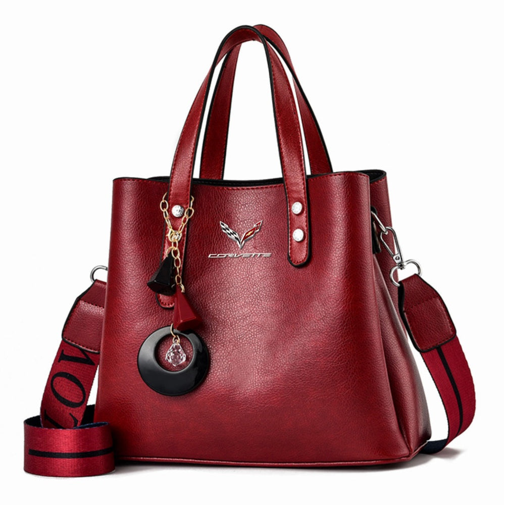 Corvette Luxury Leather Women Handbag-bag-Driver Apparel-Pink-Driversapparel.com