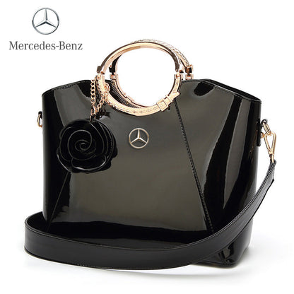 Mercedes Bright Lacquered Platinum Leather Bag-bag-Driver Apparel-Black-Driversapparel.com