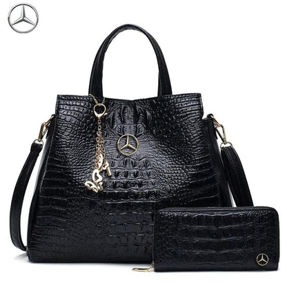 Mercedes Crocodile Leather Handbag With Free Wallet-bag-Driver Apparel-Driversapparel.com