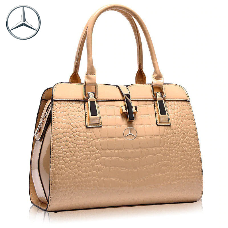 Mercedes Crocodile Leather Tote Bag-bag-Driver Apparel-Beige-Driversapparel.com