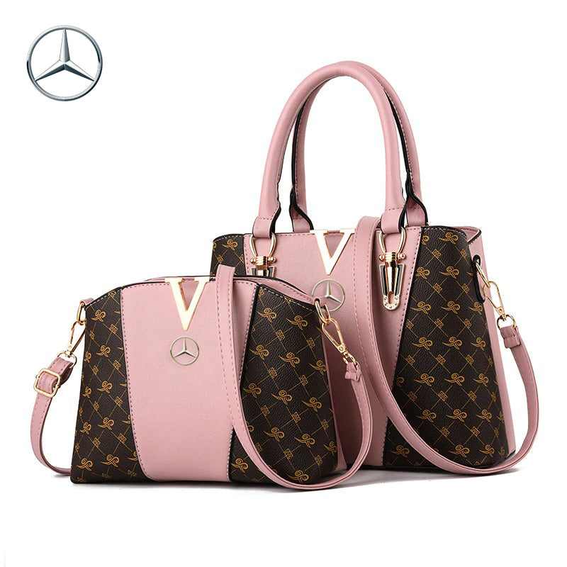 Mercedes Luxury Leather Women Tote Handbag Set-bag-Driver Apparel-Pink-Driversapparel.com