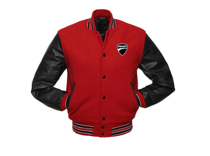 Ducati Varsity Jacket with Sleeves in Pure Leather