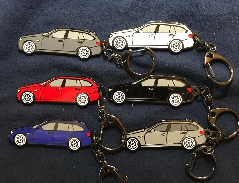 BMW Enamel Keychain for Touring Wagons (E91, E36) - 6 Colors (SILVER)