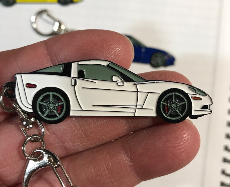 Corvette C6 Coupe Keychains, 7 Enamel Colors