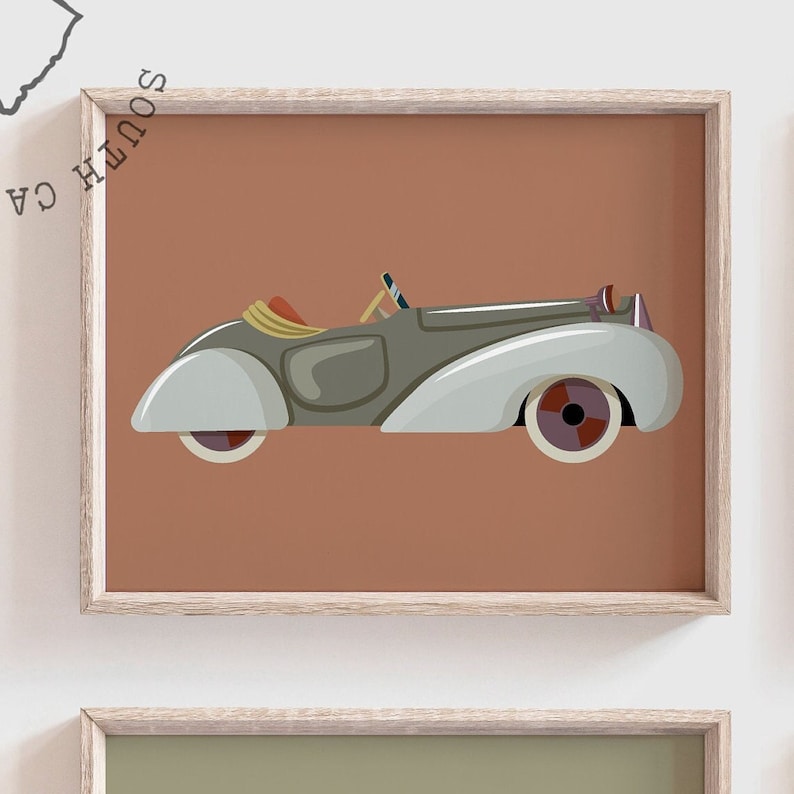 Vintage Car Collection Nursery Wall Art