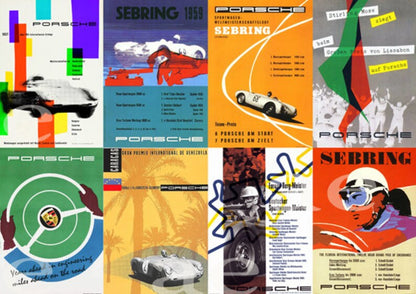 Nostalgic Porsche Racing Posters: Vintage Collection from the 1950s-60s