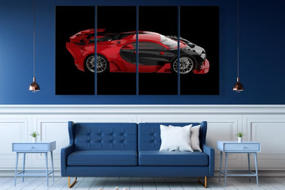 Revved-Up Red & Black Sports Car Wall Art