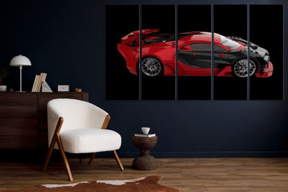 Revved-Up Red & Black Sports Car Wall Art