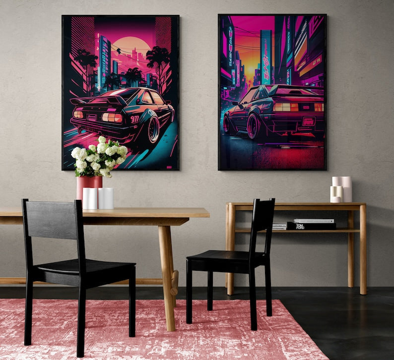 9-Piece Tokyo Street Racing JDM Car Poster Set for Boys' Bedroom Wall Art_driver_clothing_drivi.store