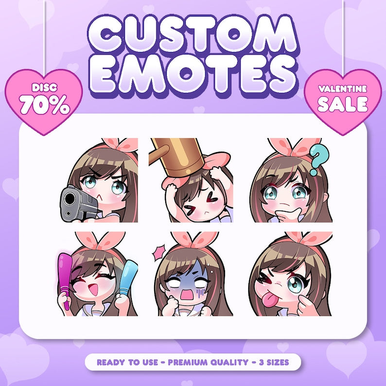 Premium Custom Anime Chibi Emotes for Twitch, Discord, YouTube