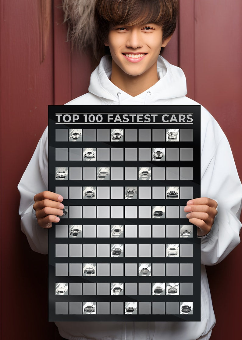 100 Fastest Race Cars: Scratch-Off Poster for Car Enthusiasts