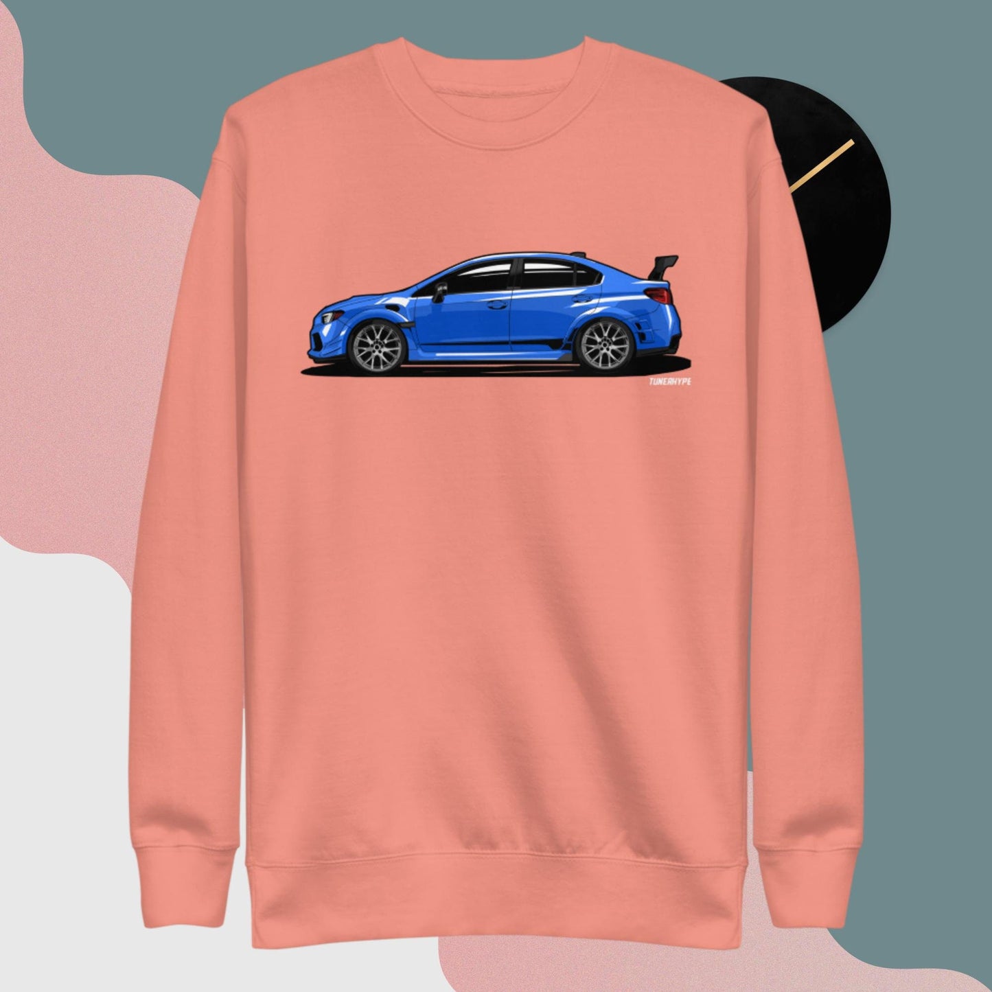 Subaru WRX STI in World Rally Blue - Extra Comfy Premium Blend Sweater