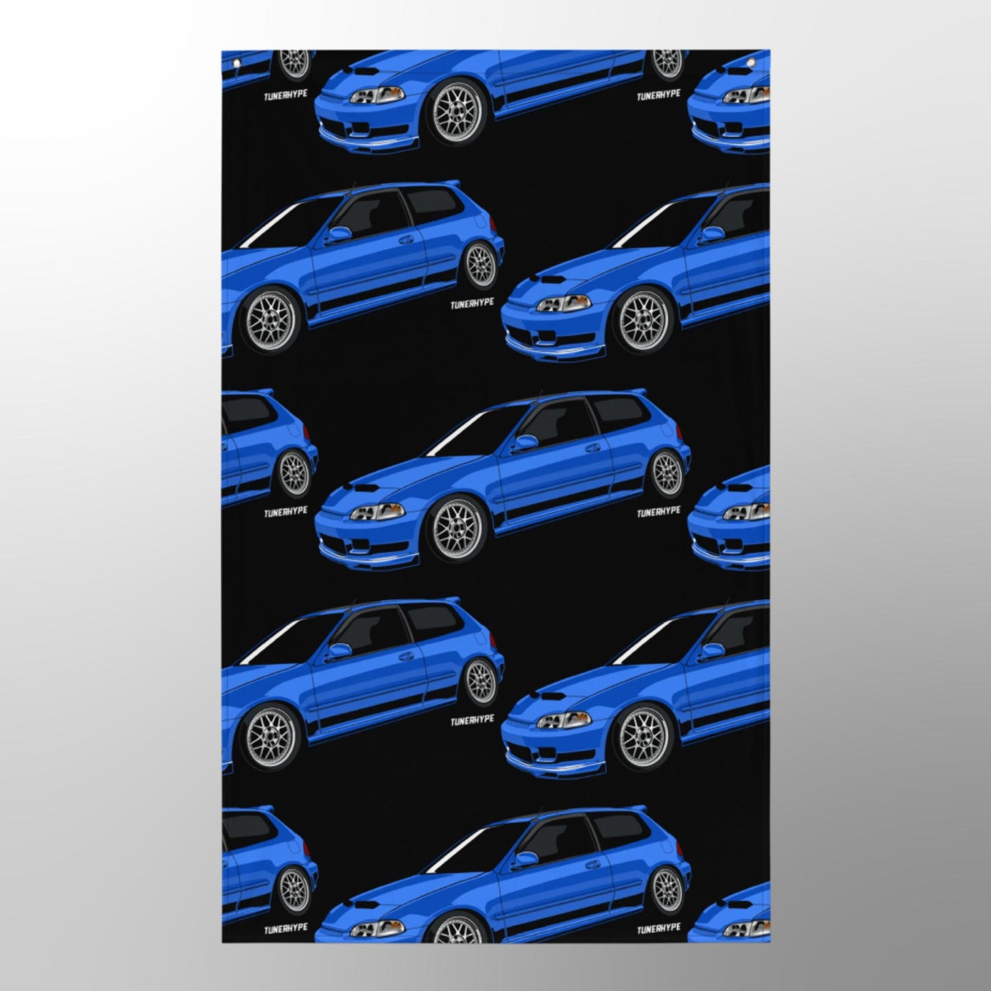 Honda Civic EG Hatchback Garage Flag Decor - Captiva Blue