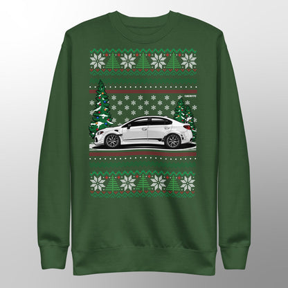 Ugly Christmas Sweater - Subaru WRX in White - Ugly Xmas Sweater - Car Guy Holiday Gift, Funny Christmas Gift