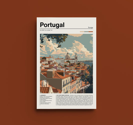 Portugal Travel Poster - Vintage Portuguese Wall Art Print, Iconic Lisbon Landmarks, Gift for Portugal Lovers, Classic European Style