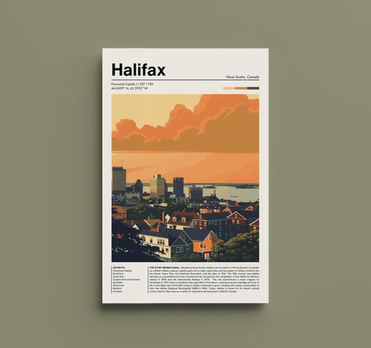 Halifax Retro Poster - Vintage Nova Scotia Art Print - Classic Cityscape Wall Decor - Nostalgic Halifax Lover Gift - Perfect Home Accent