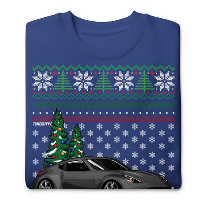 Ugly Christmas Sweater - Nissan 370z in Grey - Ugly Xmas Sweater - Car Guy Holiday Gift, Funny Christmas Gift, Nissan Gift - 350z Gift