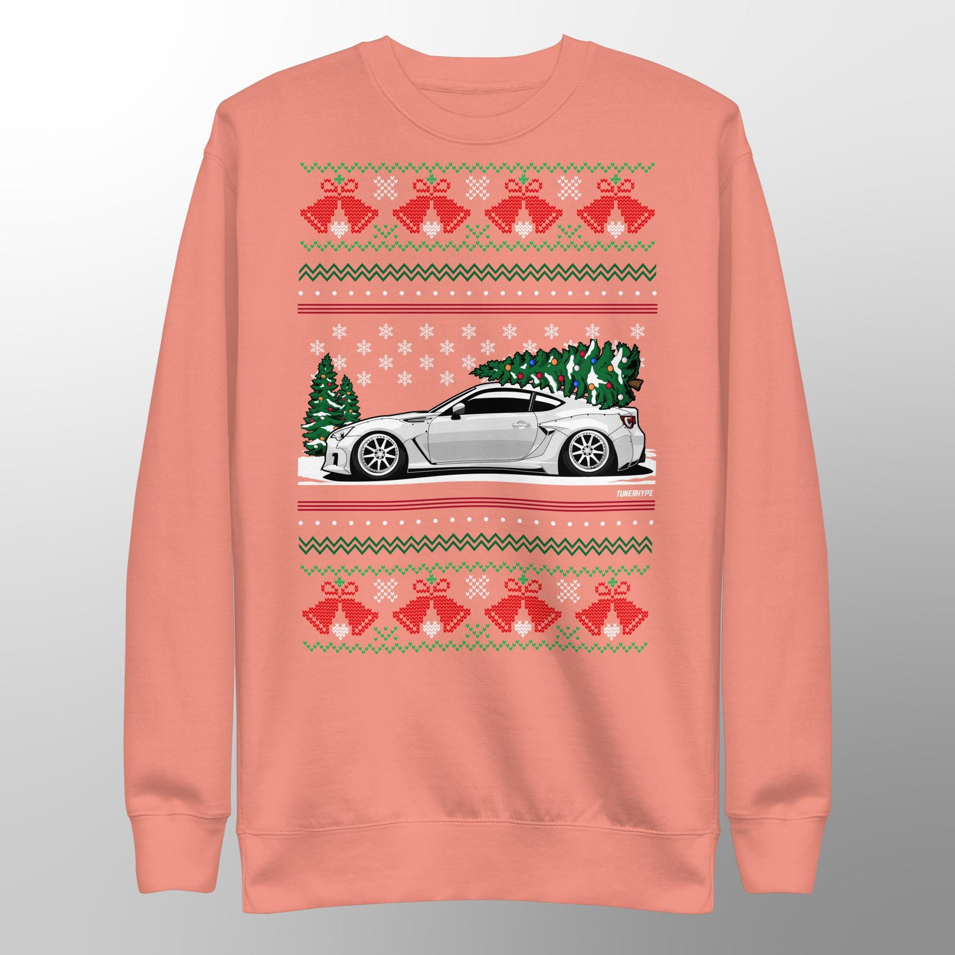 JDM Ugly Christmas Sweater - White Subaru BRZ / Toyota 86-FRS - Ugly Xmas Sweater - Car Guy Holiday Gift, Funny Christmas Gift